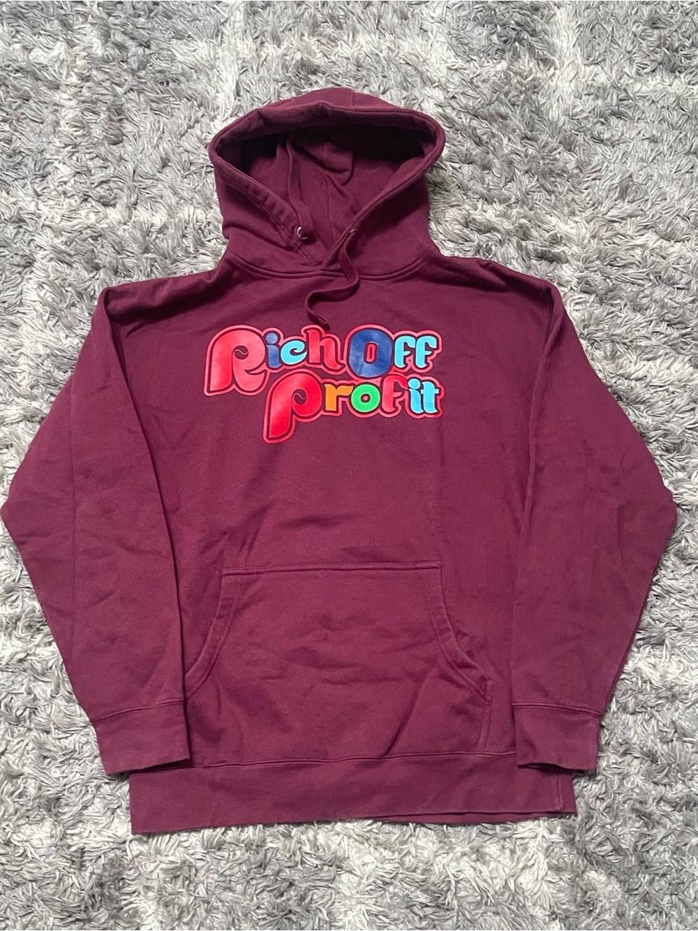 Rich Off Profit Burgundy Graphic Pullover Hoodie